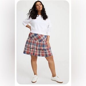 Torrid Red and Blue Plaid A-Line Skirt